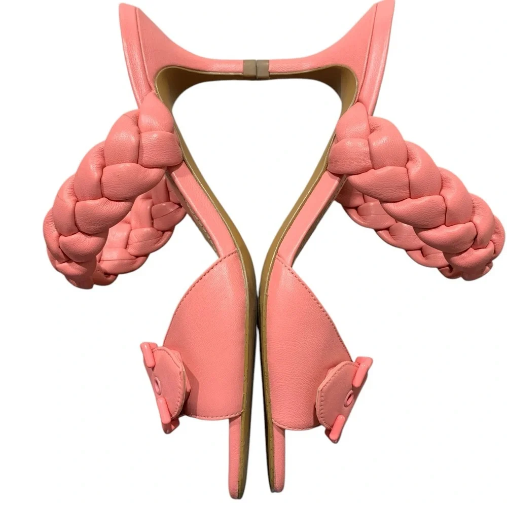 Coach Womens Mollie Pink Leather Slip On Open Toe Heel Sandals Shoes‎ SZ 7 - Picture 6 of 9